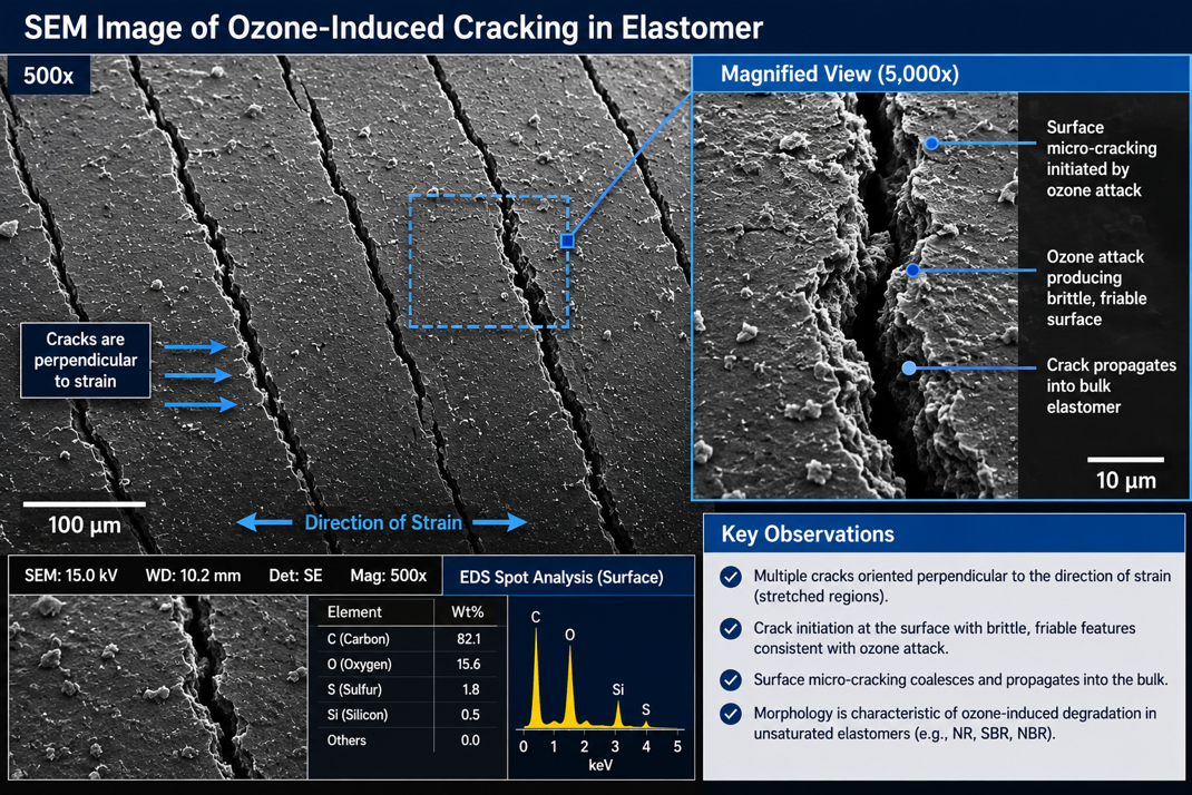 Elastomer SEM crack morphology inset